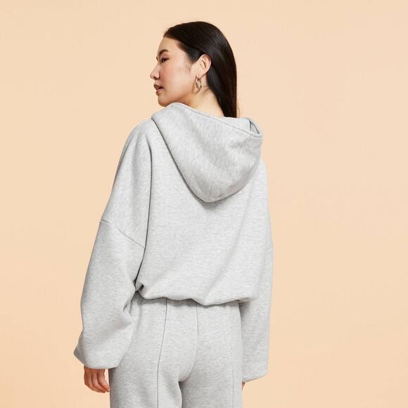 BLOGILATES Marshmallow Full Zip Hooded Sweatshirt Light Gray Large L - Picture 4 of 12